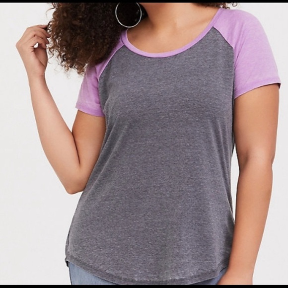 TORRID Purple and Grey raglan short sleeve tee NWT - Picture 4 of 10